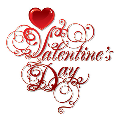 valentine banner red heart calligraphic decor