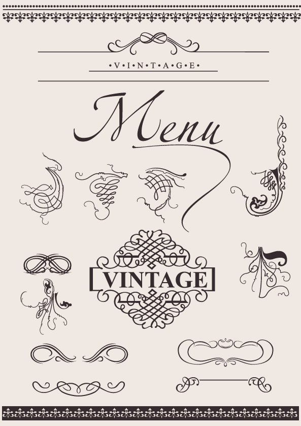 menu decor elements classical symmetric seamless shapes