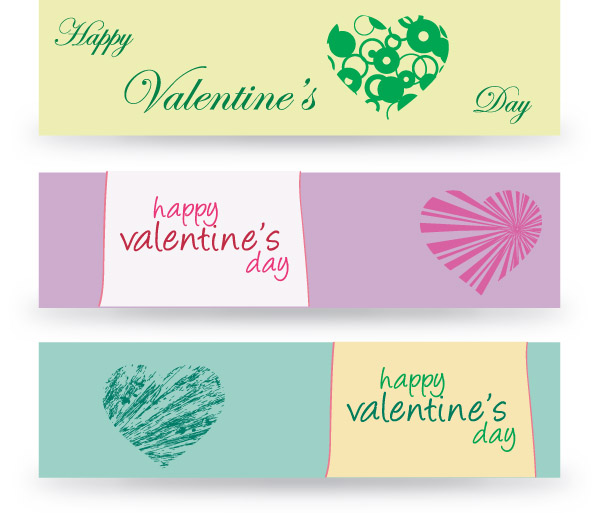 valentine banner templates flat hearts grunge rays decor