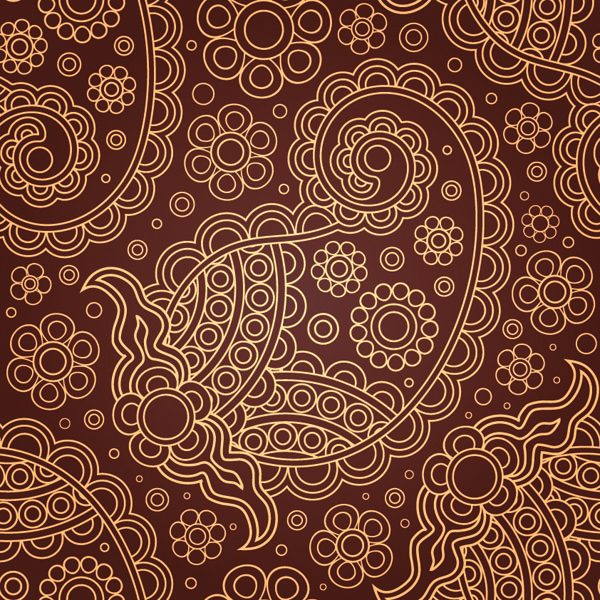 traditional abstract pattern flat brown circles curves sketch