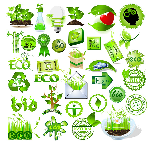 bio design elements green symbols sketch