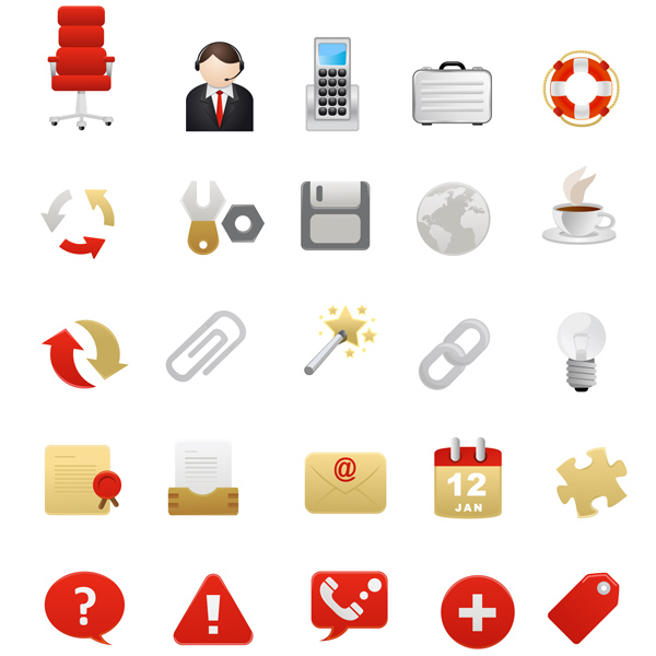 office icons collection modern objects sign tags sketch