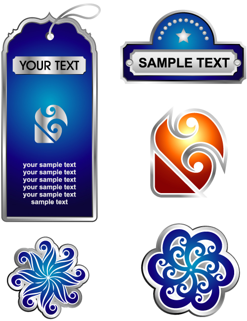 labels templates elegant swirled symmetric shapes decor