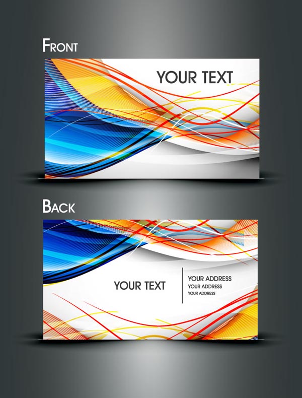 business card templates colorful modern dynamic lines decor