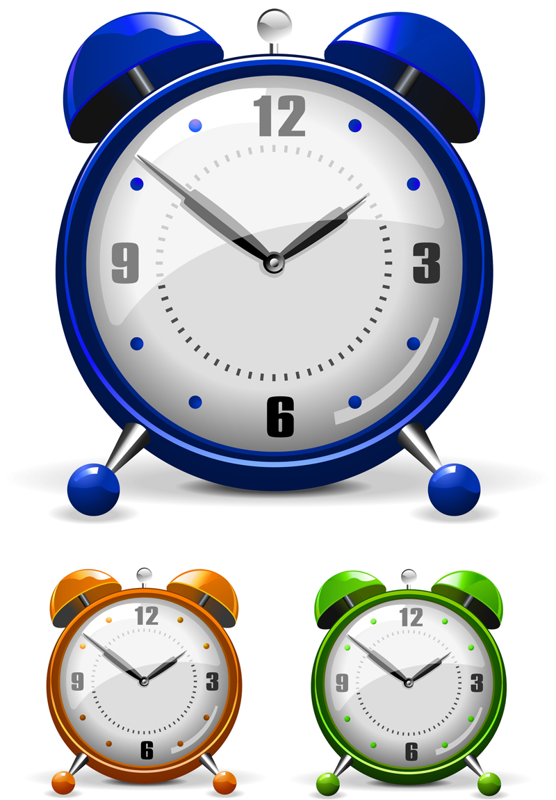 alarm clock icons shiny colored contemporary design