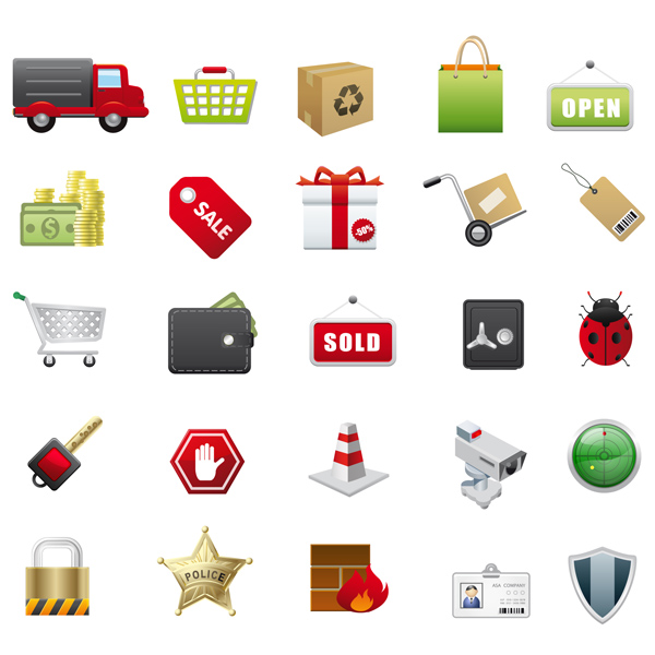 trading icons colorful modern symbols sketch