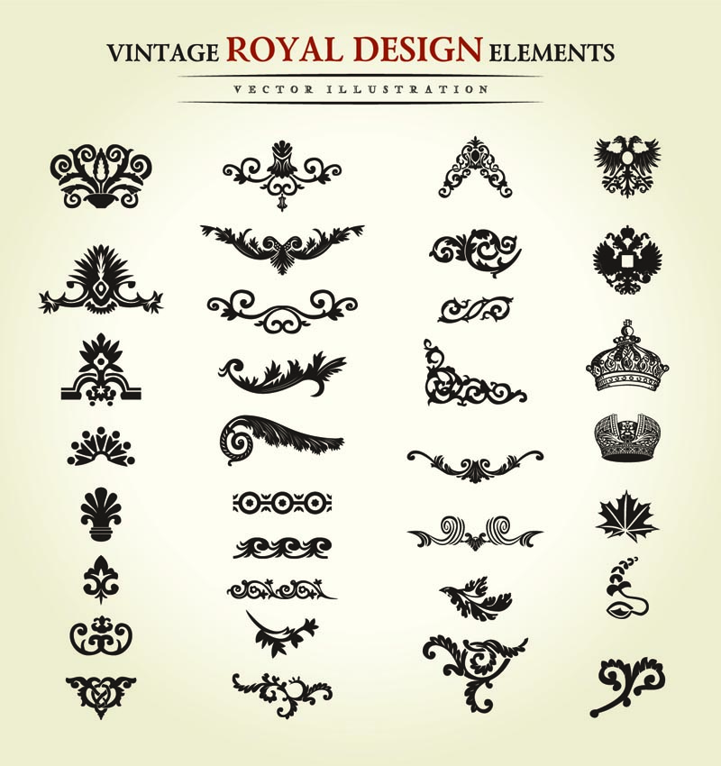 documents decor elements elegant retro symmetric shapes