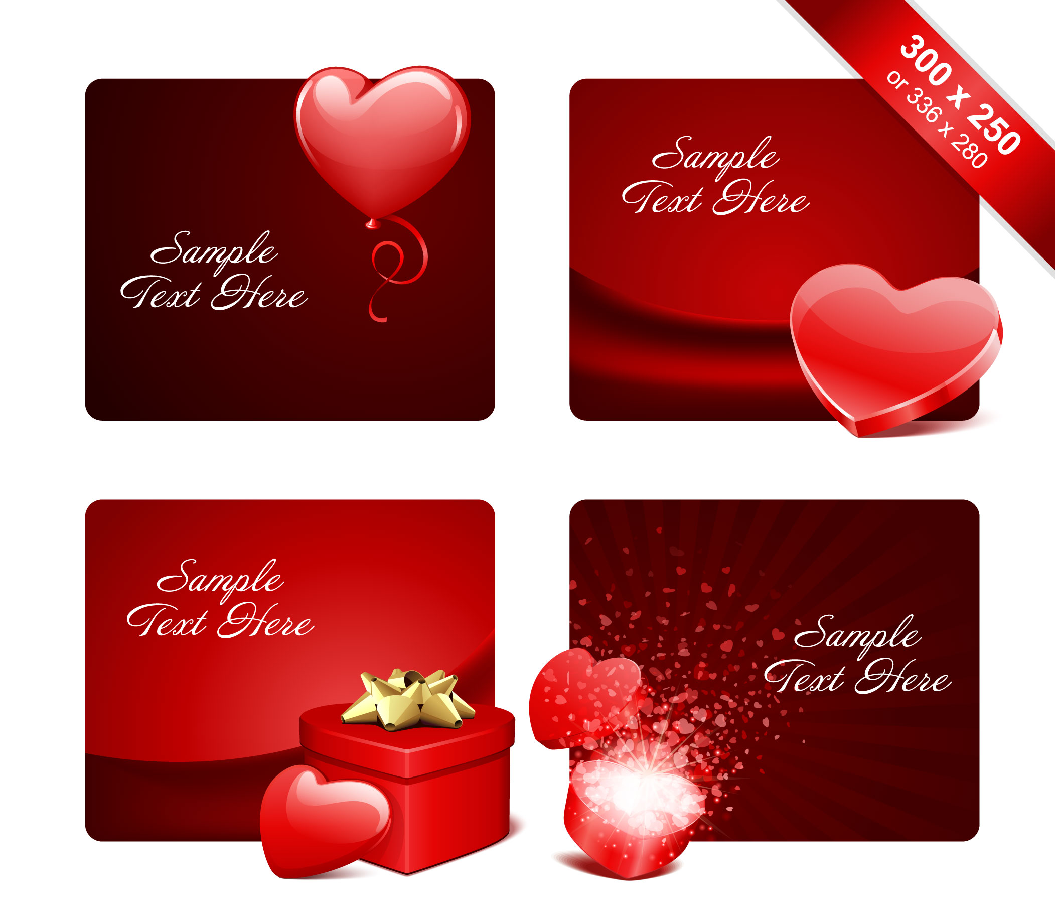 valentines banner templates luxury red heart giftbox decor