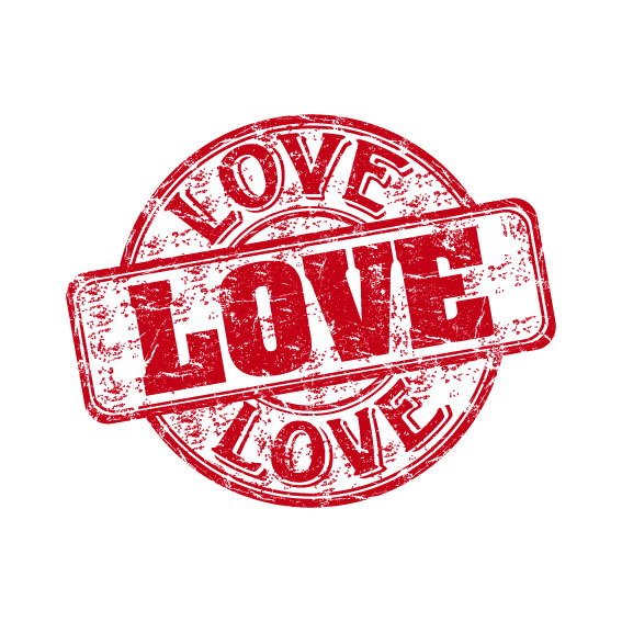 love stamp template flat red grunge retro design