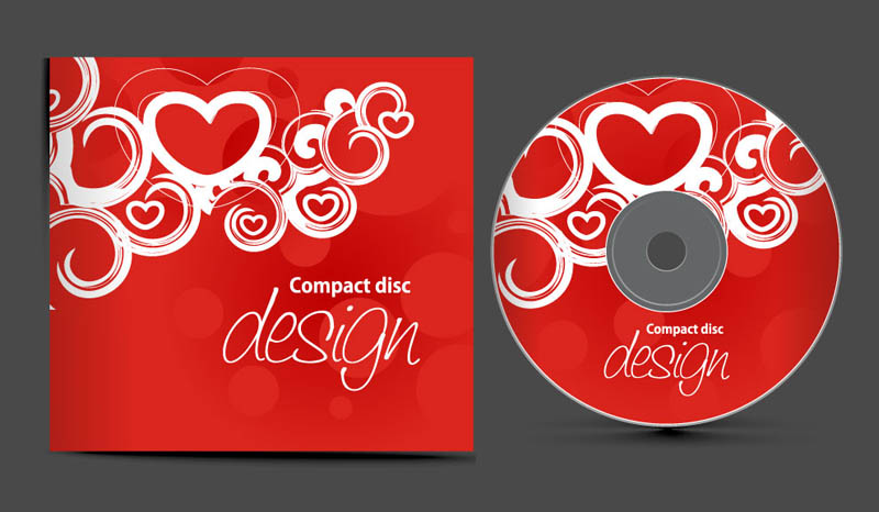 compact disc templates romantic red hearts decor