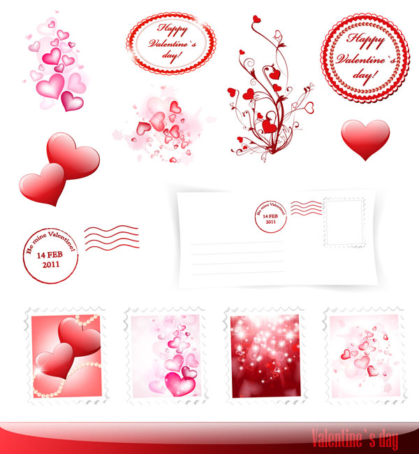 valentines design elements sparkling shiny red decor