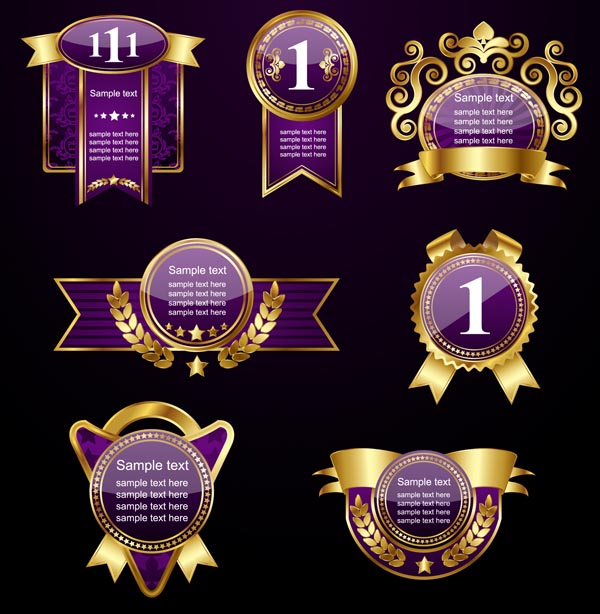 quality labels templates elegant luxury violet golden decor