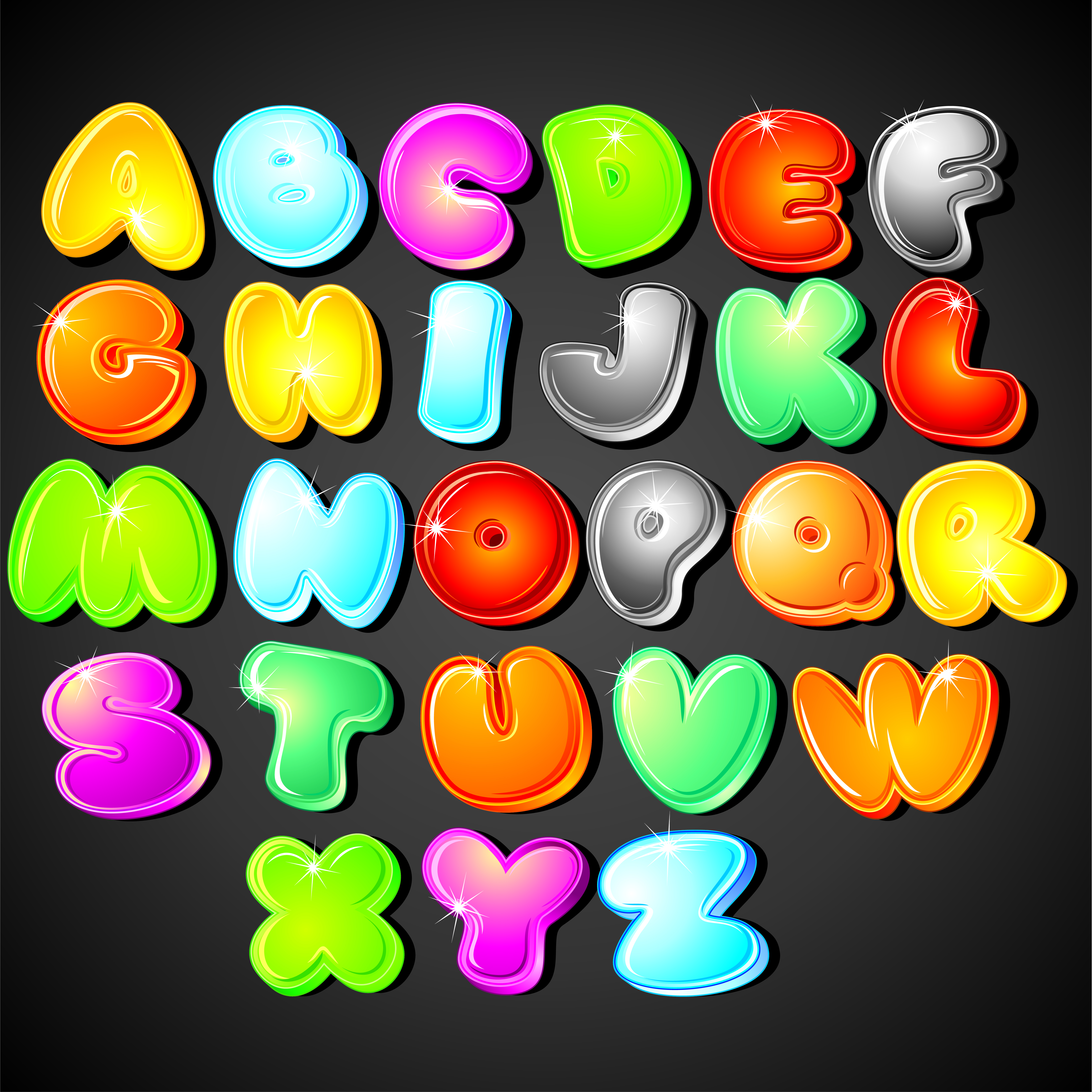 alphabet background cute design colorful modern texts shapes