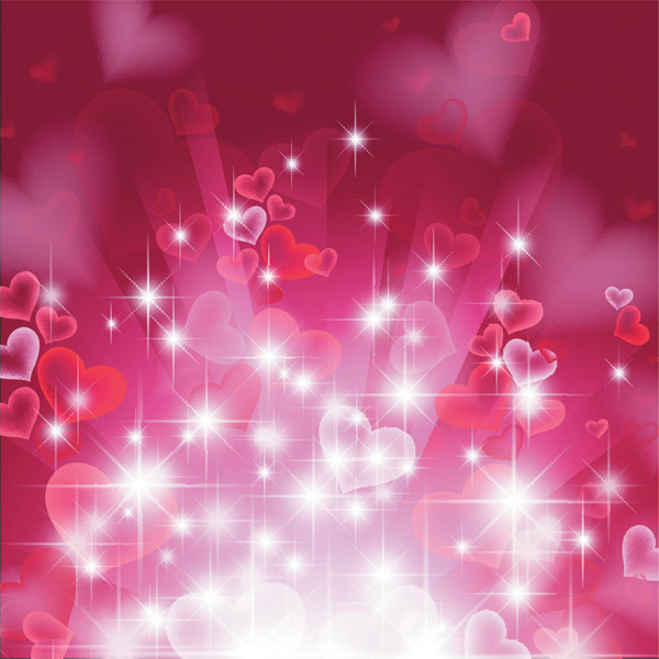 romance background twinkling dynamic hearts red blurred decor