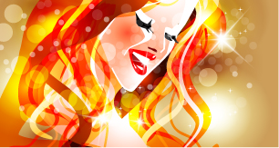 beautiful lady background colorful sparkling bokeh light decor