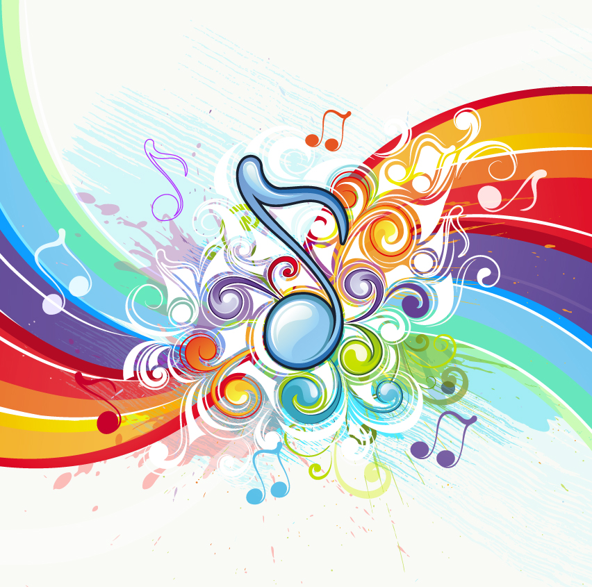 music backgrounds colorful dynamic notes swirled decor