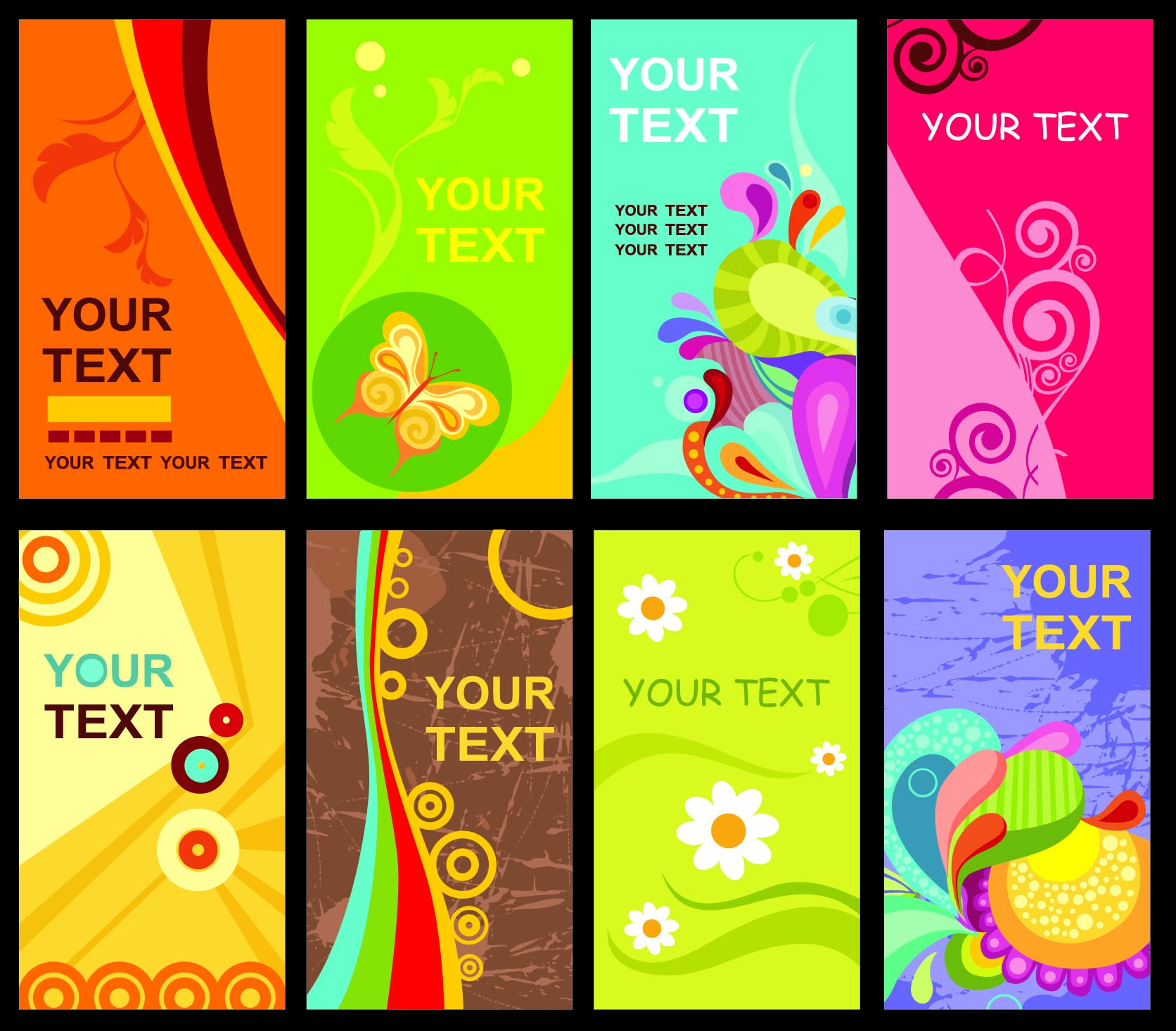 card templates colorful classical abstract decor