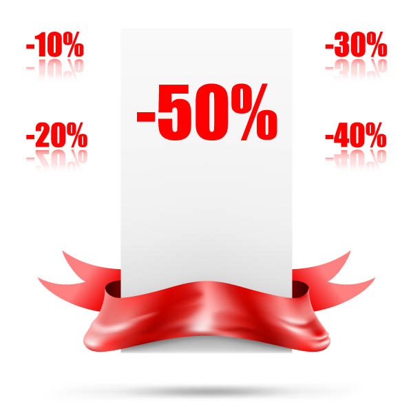 sales design elements shiny red ribbon percent sketch