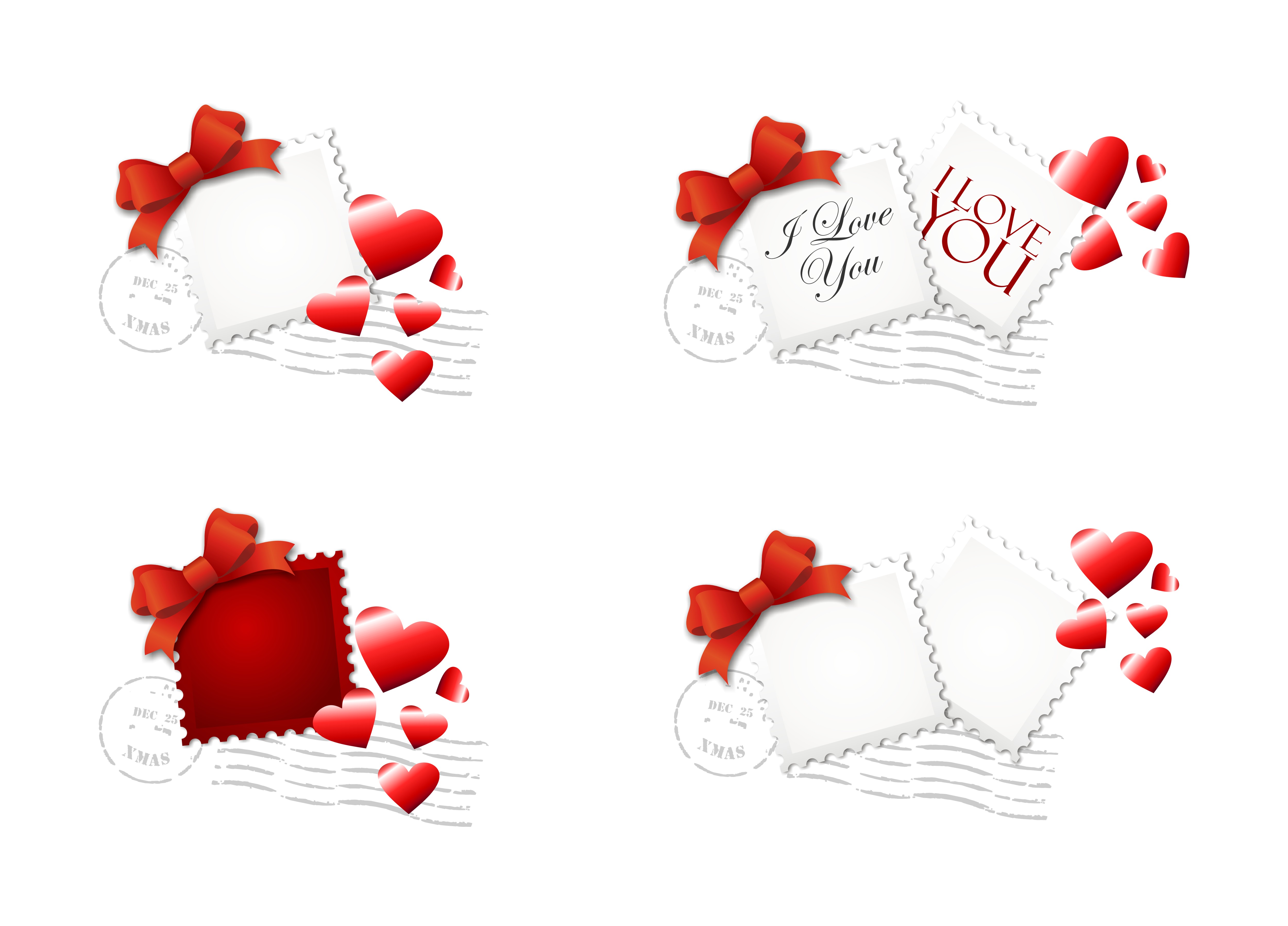 valentine stamps templates red white heart knot decor