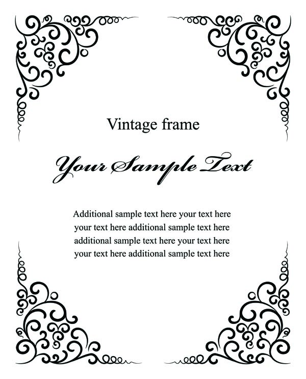 vintage frame template black white classical symmetric design