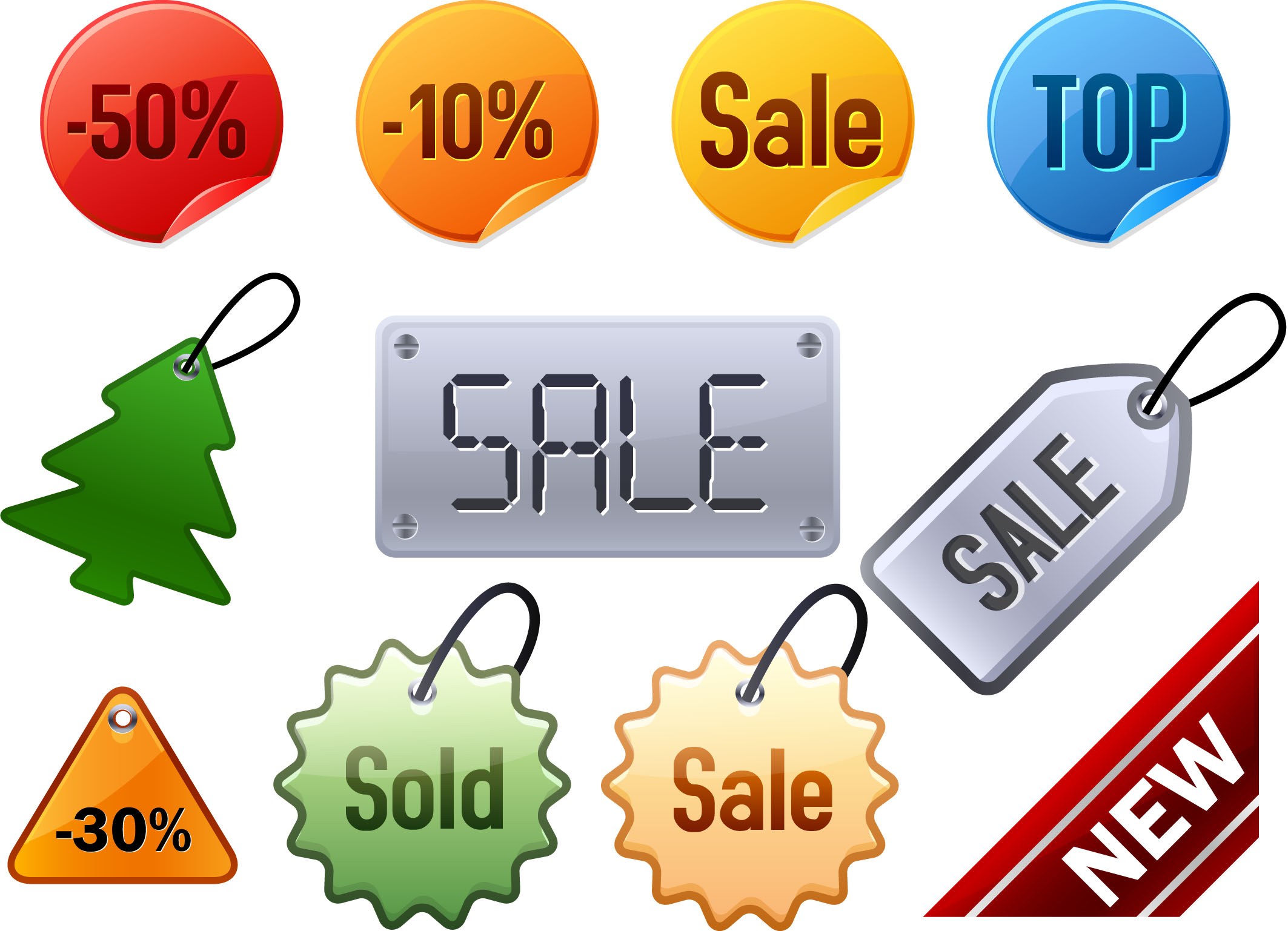 sale tags templates colorful modern flat shapes