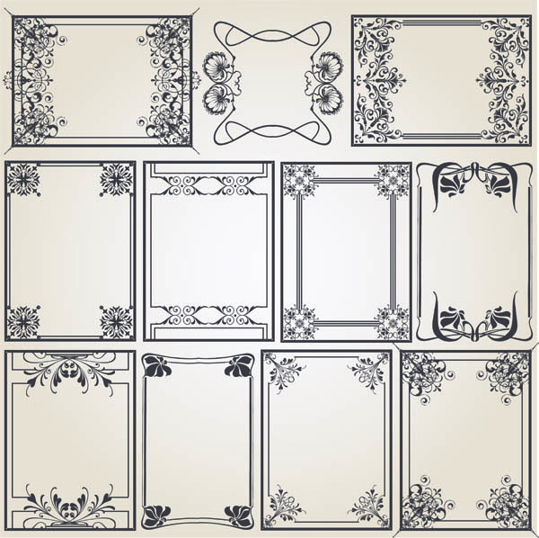 documents decor elements elegant vintage symmetrical shapes