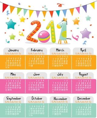 2011 calendar template colorful ribbon eventful decor