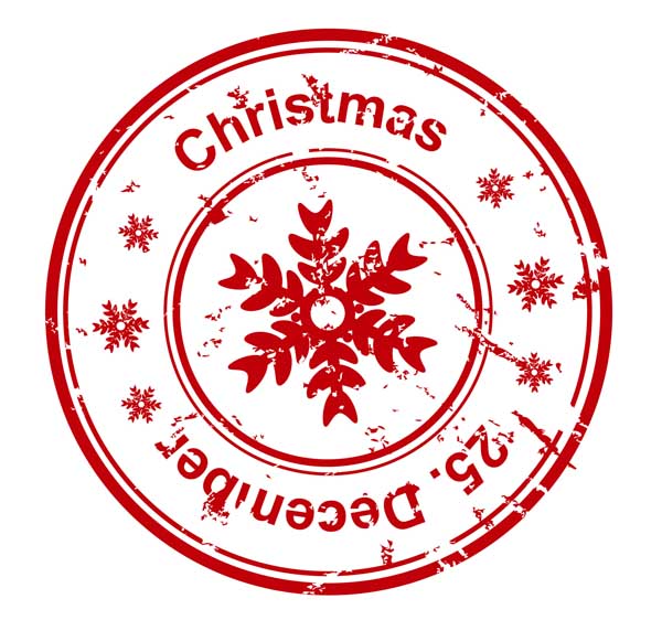 christmas seal template retro red flat circle