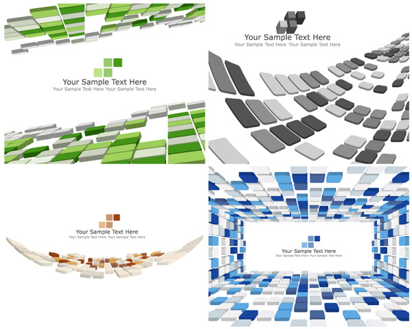 decorative background templates modern 3d squares motion decor