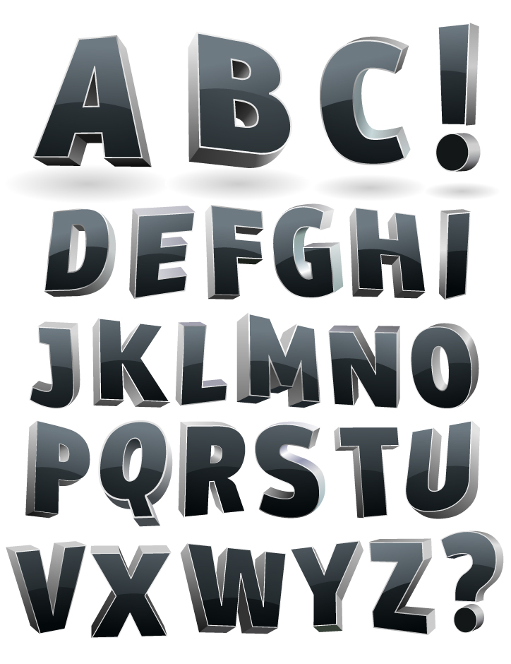 alphabet background modern shiny grey 3d shapes