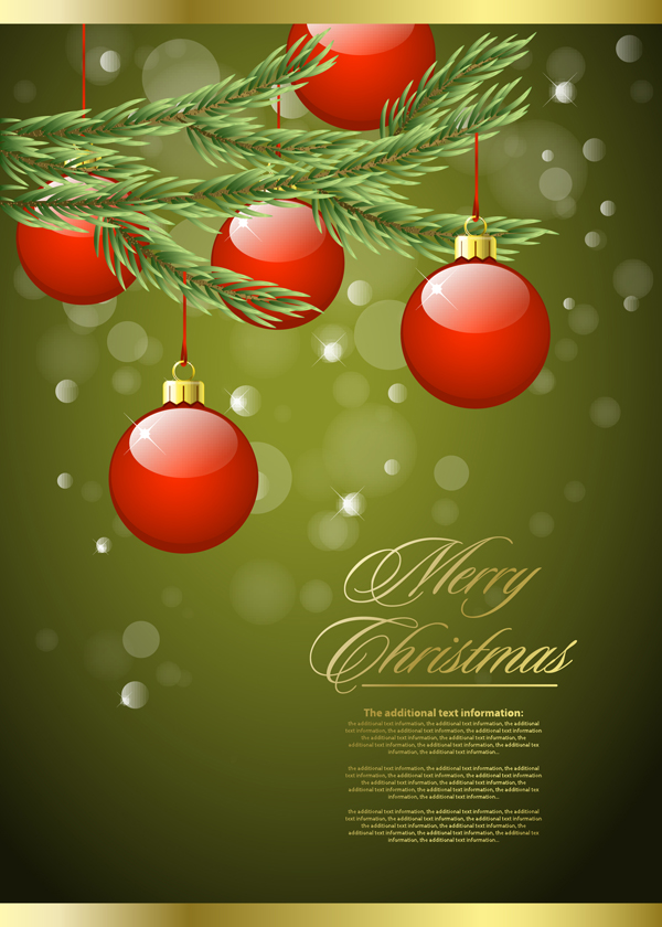 christmas banner elegant shiny baubles decor bokeh design