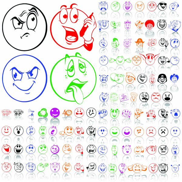 christmas emoticons collection funny faces sketch