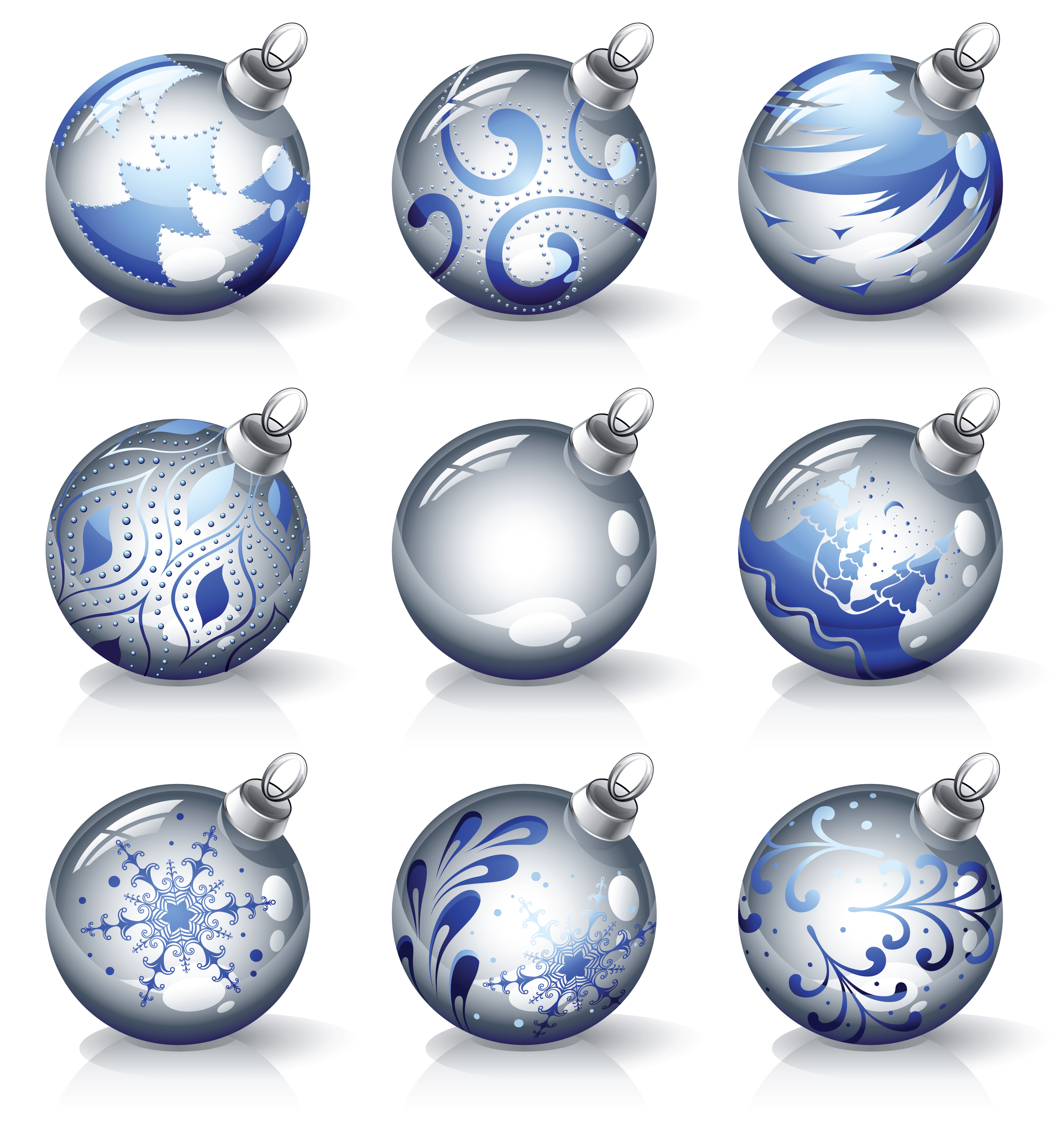 christmas balls icons shiny modern spherical design