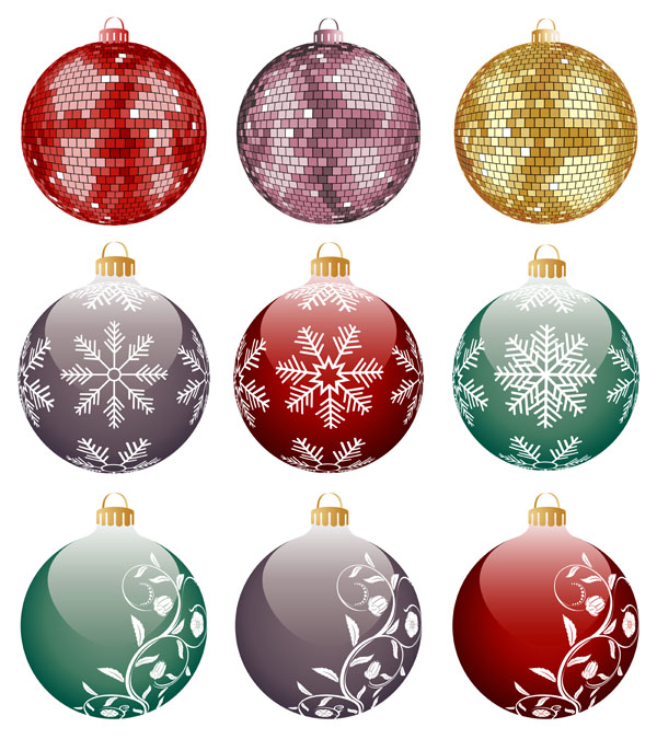 christmas bauble balls icons shiny colorful sparkling decor