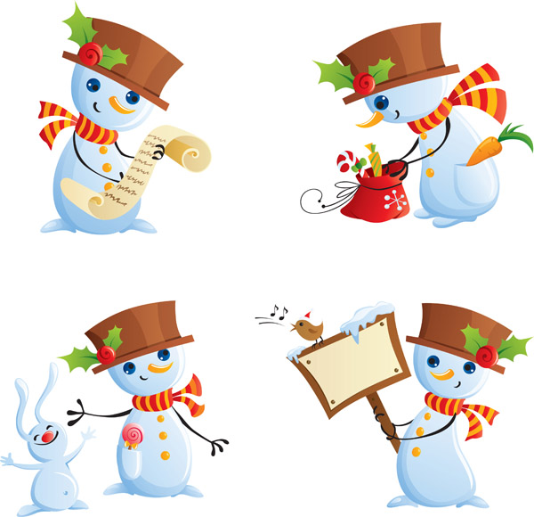 snowman icons cute cartoon sketch