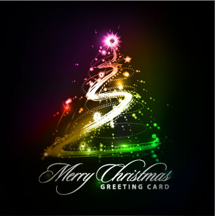 christmas card template sparkling lights decor motion design