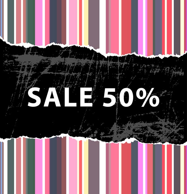 sales banner retro grunge ragged paper stripes decor