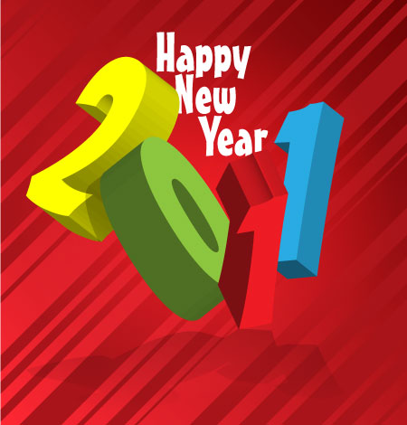 2011 new year banner 3d numbers messy decor