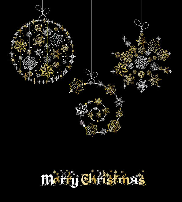 christmas background templates flat design hanging snowflakes