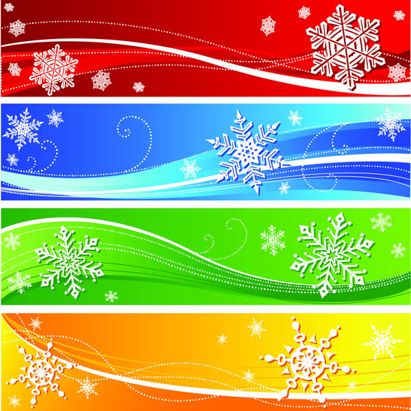 christmas banners templates colorful elegant snowflakes decor