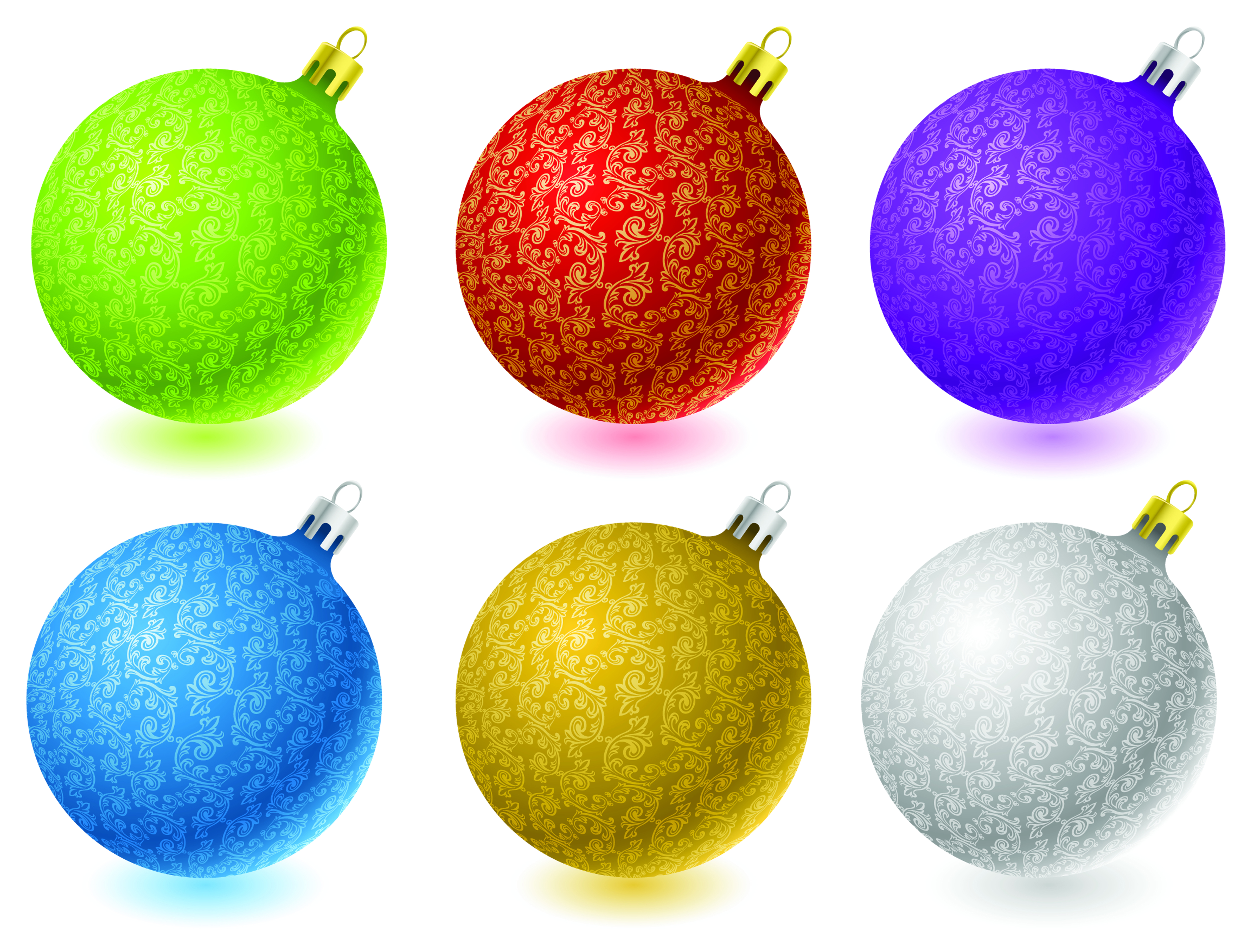 christmas bauble balls icons shiny colorful realistic design