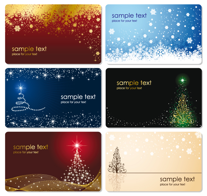 christmas card templates sparkling snowflakes fir tree decor