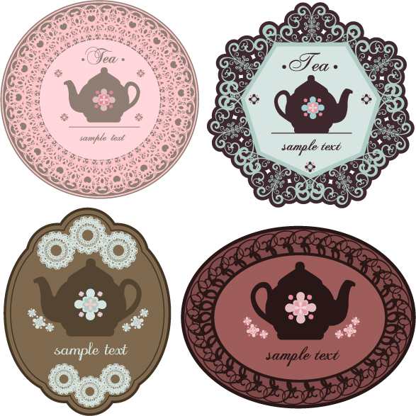 coffee labels templates flat pot icon elegant retro