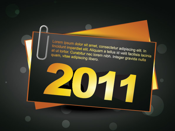 2011 new year banners elegant golden black figures