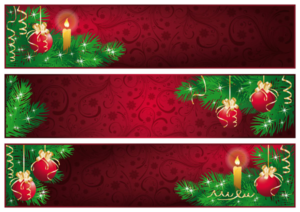 christmas banner templates classical red green baubles decor