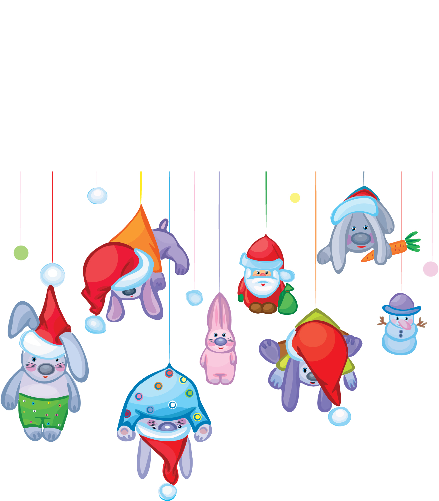 christmas background hanging santa rabbit snowman icons