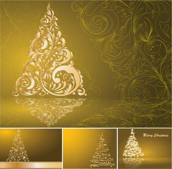 christmas background templates modern sparkling golden fir tree