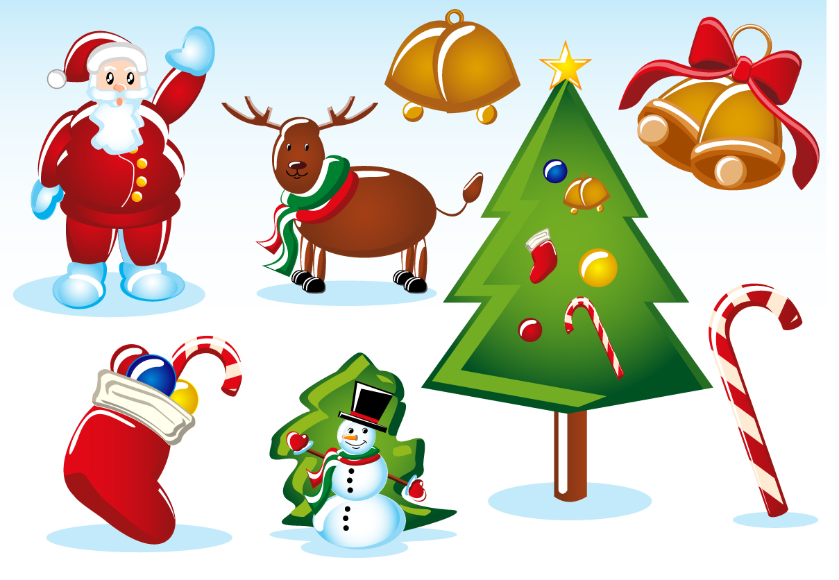 christmas design elements shiny colorful symbols