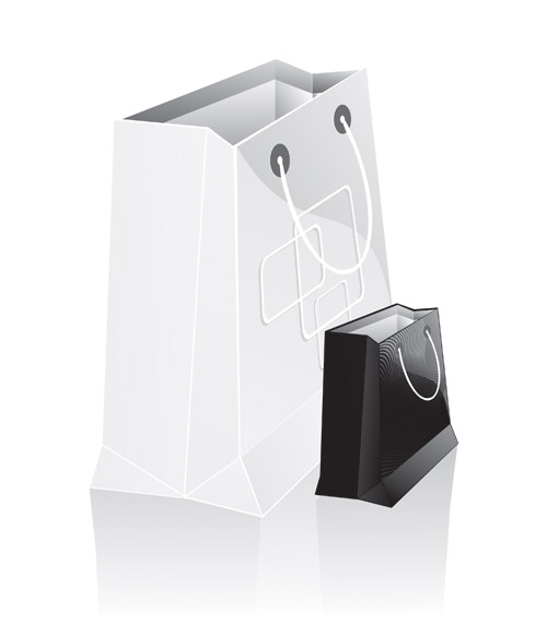 shopping bags icons black white 3d modern sketch