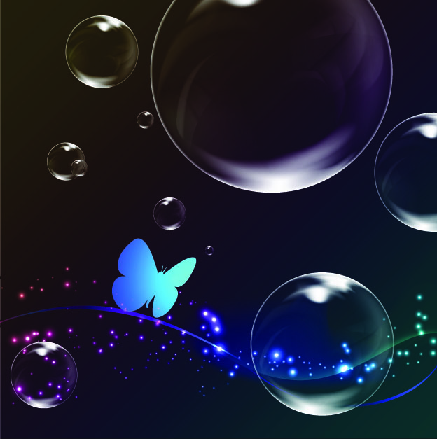 butterfly bubbles background modern motion twinkling design